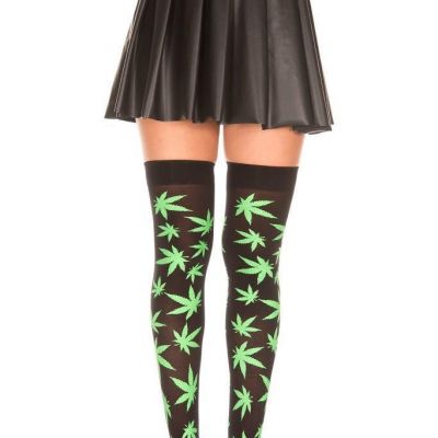 sexy MUSIC LEGS weed MARIJUANA leaf MARY jane THIGH highs STOCKINGS pantyhose